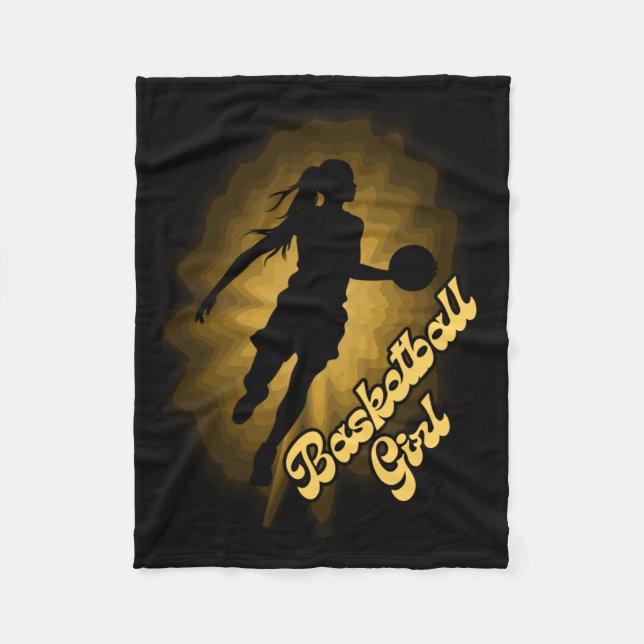 Basketball Girl Shadow In The Rays  Fleece Blanket (Front)