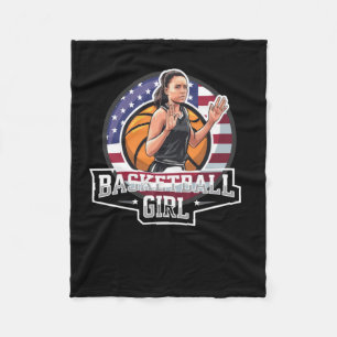 Basketball Girl Usa Fleece Blanket