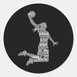Basketball Girl Women Kids Girls  Classic Round Sticker