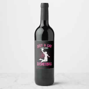 Basketball Girl Women Wine Label