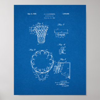 Basketball Goal Patent - Blueprint Poster