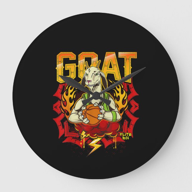 Basketball Goat Gift Large Clock (Front)