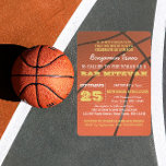Basketball Gold Bar Mitzvah Invitation<br><div class="desc">These casual chic invitations are perfect for any sporty Bar Mitzvah celebration. Each line of text is fully customizable to say just what you want!

Find coordinating products in the Bar Mitzvah Celebration Collection.</div>