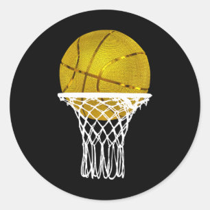 Basketball Gold Bball Trophy Sport Lover Gift Men  Classic Round Sticker