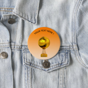 Basketball Gold Trophy 3 Inch Round Button