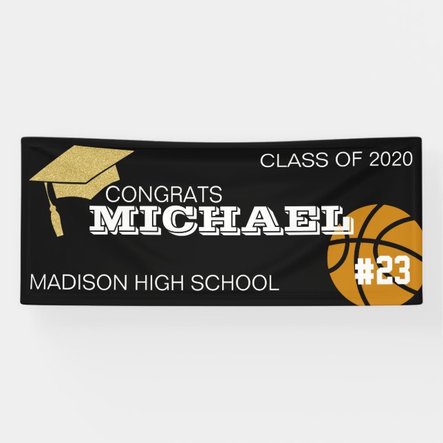 Basketball Graduation Banner Sign (Horizontal)