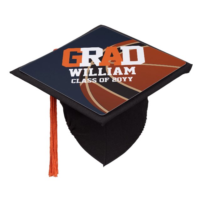 BASKETBALL graduation Cap Topper Personalized (Angled)