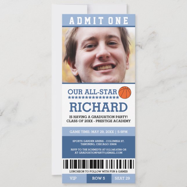 Basketball Graduation Party Invites (Front)