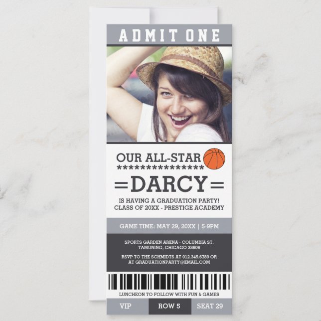 Basketball Graduation Party Invites (Front)