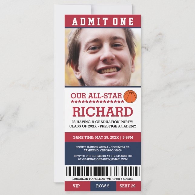Basketball Graduation Party Invites (Front)