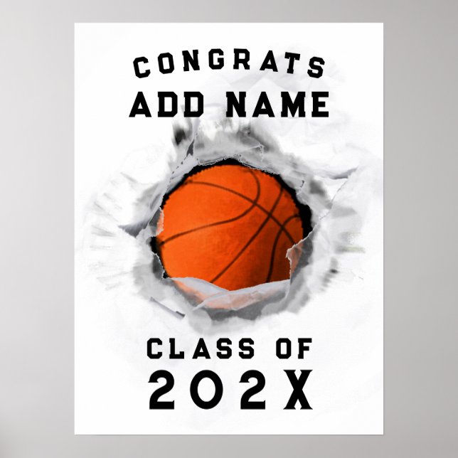 Basketball Graduation Personalized Poster (Front)