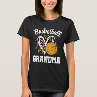 Basketball Grandma Leopard Heart T-Shirt