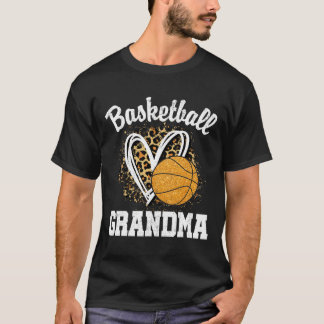 Basketball Grandma Leopard Heart T-Shirt