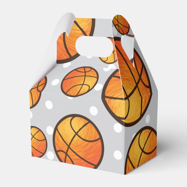 Basketball Grey Polka Dots Birthday Party  Favor Box (Front Side)