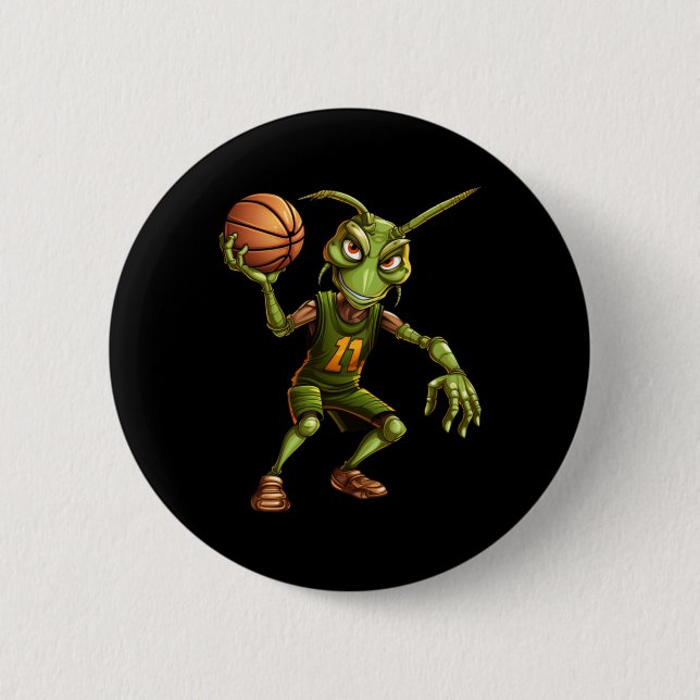 Basketball Grhopper  2 Inch Round Button (Front)