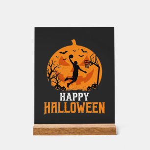 Basketball Halloween Dunk Pumpkin Design_1 Acrylic Sign
