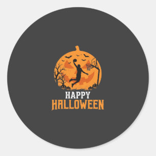 Basketball Halloween Dunk Pumpkin Design_1 Classic Round Sticker