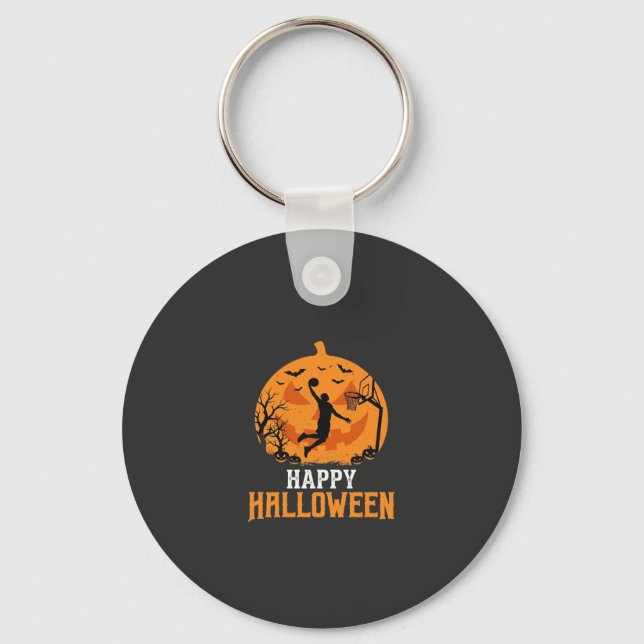 Basketball Halloween Dunk Pumpkin Design_1 Keychain (Front)