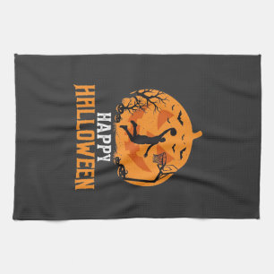 Basketball Halloween Dunk Pumpkin Design_1 Kitchen Towel