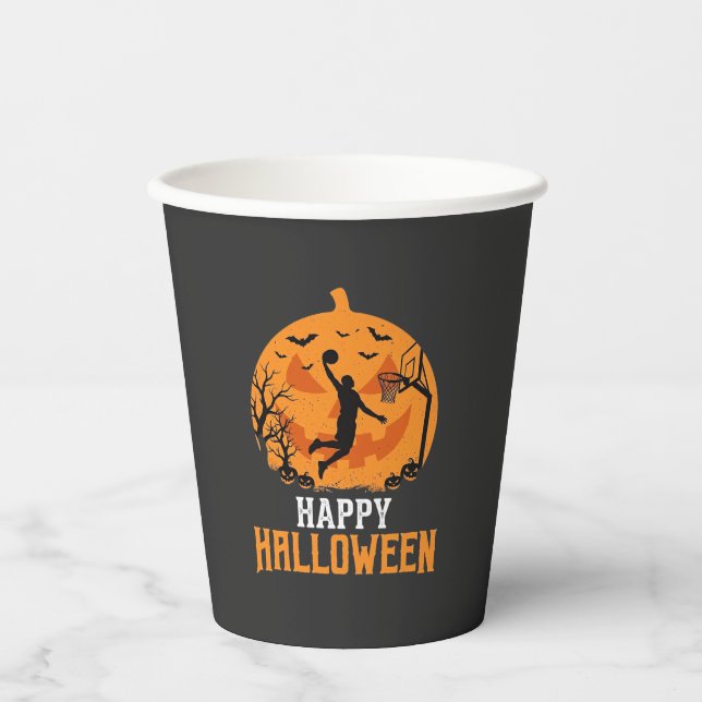 Basketball Halloween Dunk Pumpkin Design_1 Paper Cups (Front)
