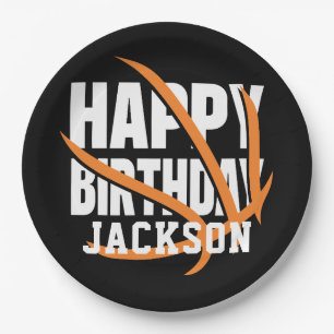 Basketball Happy Birthday Personalized Paper Plate