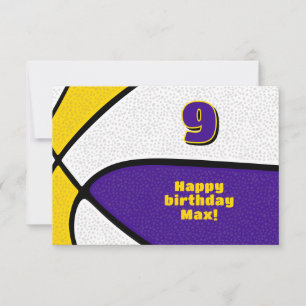 basketball happy birthday purple gold team colours card