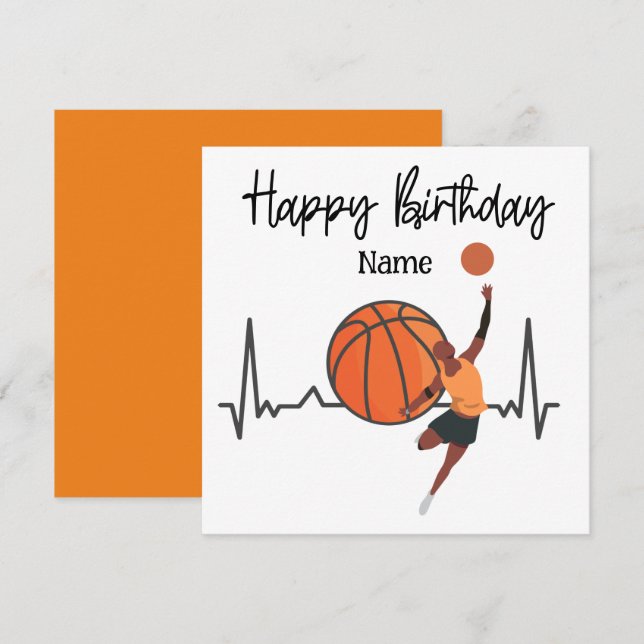 Basketball Happy Birthday to Player with Player  Card (Front/Back)