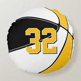 basketball happy place black gold ANY team colours Round Pillow