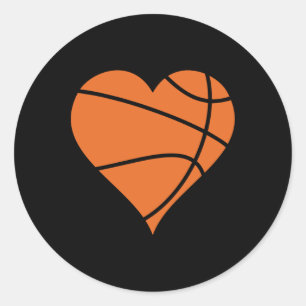 Basketball Heart 2 Classic Round Sticker