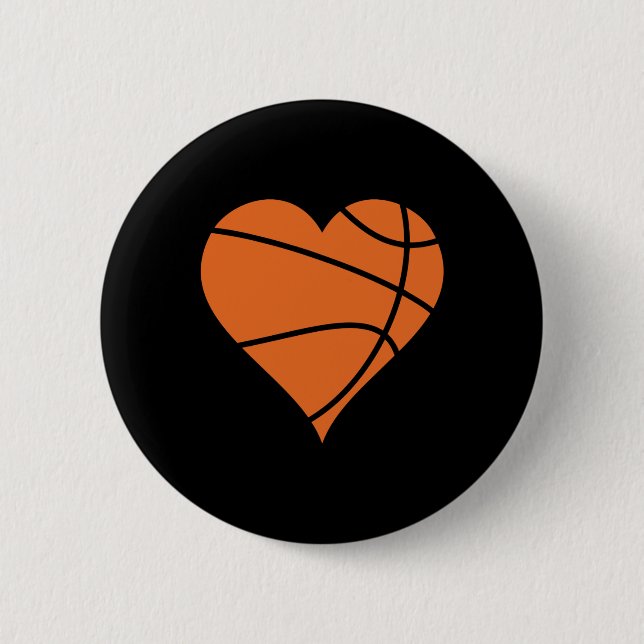 Basketball Heart 2  Inch Round Button (Front)
