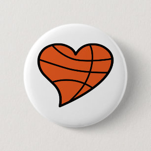 Basketball Heart 2 Inch Round Button