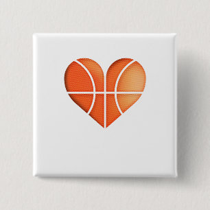 Basketball Heart  Funny  for Valentine's Day 2 Inch Square Button