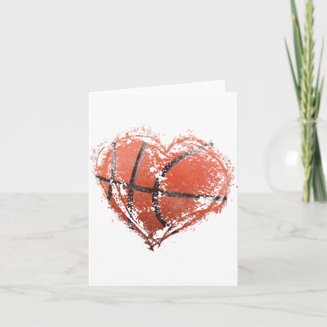 Basketball Heart Happy Valentine's Day Basketball  Card (Front)