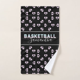 Basketball Heart Pattern Love Personalized Name Hand Towel
