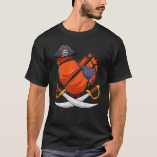 Basketball Heart Pirate Hat Jolly Roger Halloween T-Shirt