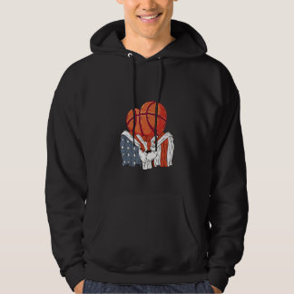 Basketball heart Player with American Flag Hoodie