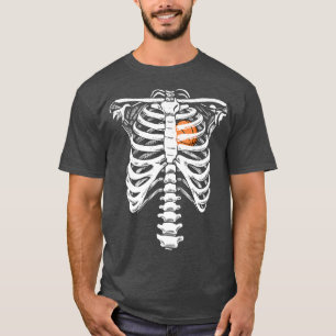 Basketball Heart Skeleton Rib Cage Halloween Love  T-Shirt