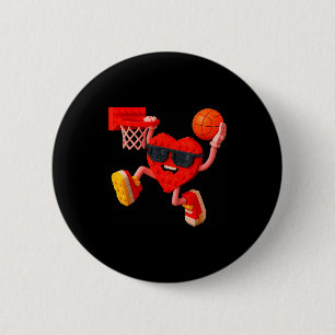Basketball Heart Valentines Day Building Brick Boy 2 Inch Round Button