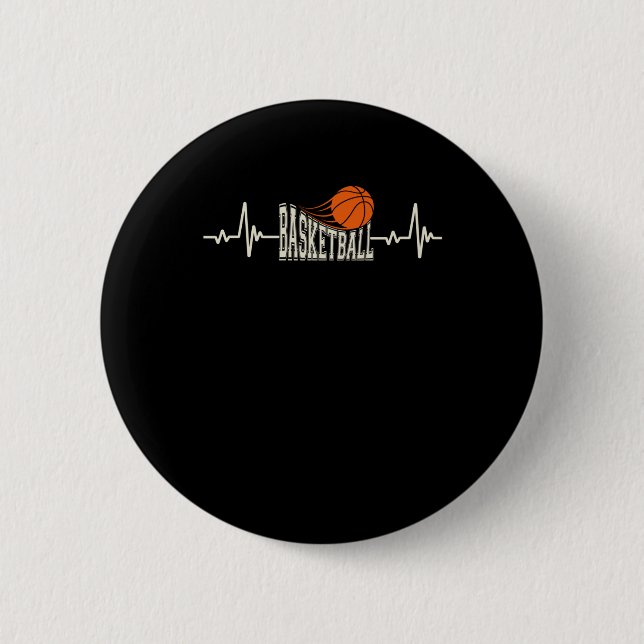 Basketball Heartbeat 3  2 Inch Round Button (Front)