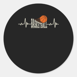 Basketball Heartbeat 3 Classic Round Sticker