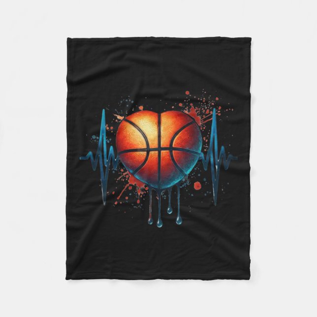 Basketball Heartbeat 8  Fleece Blanket (Front)
