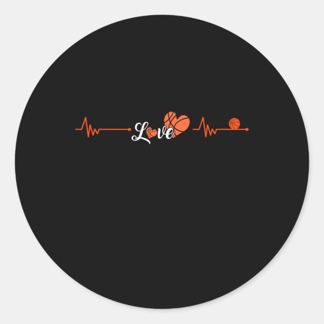 Basketball Heartbeat  Classic Round Sticker (Front)