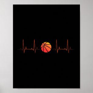 Basketball Heartbeat Coach Player Sports Athlete  Poster