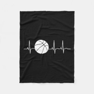 Basketball Heartbeat Ekg Basketball Coach  Fleece Blanket