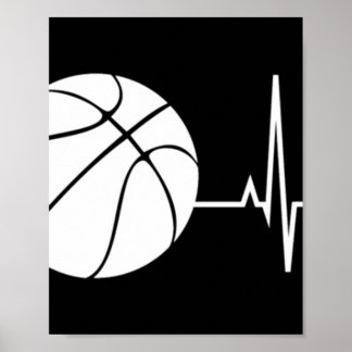 Basketball Heartbeat Ekg Basketball Coach Poster