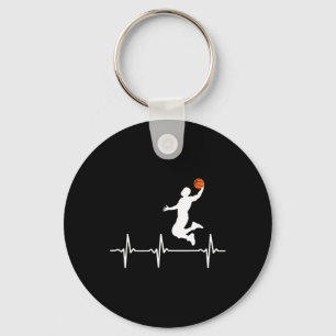 Basketball Heartbeat for Men and Boys Keychain