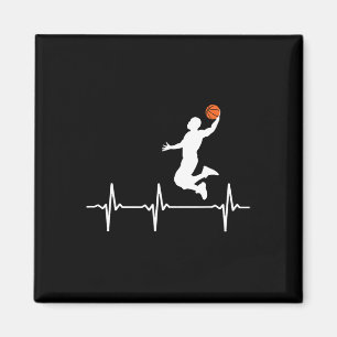 Basketball Heartbeat  for Men and Boys  Magnet