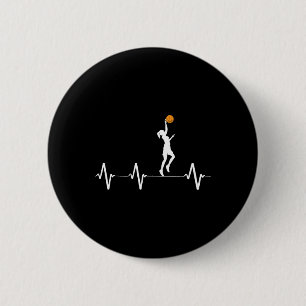 Basketball Heartbeat for Women and Girls 2 Inch Round Button