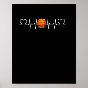 Basketball Heartbeat Funny Basketball Lover Poster