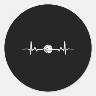 Basketball Heartbeat Gift Idea 1  Classic Round Sticker